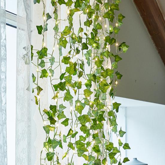 LED Ivy Leaf String Lights with Realistic Vines Decorative Fairy Lights Battery Powered Mood Lighting for Home Wedding Bedroom Holiday Patio Decor