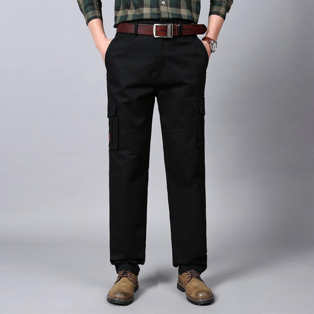 Men's Cross-border Plus Size Work Pants With Multiple Pockets, Casual Pants,  Cotton Pants