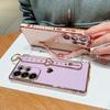 For Samsung Galaxy S26 Ultra Case Wristband Kickstand Electroplated Love Heart TPU Phone Cover Finger Holder