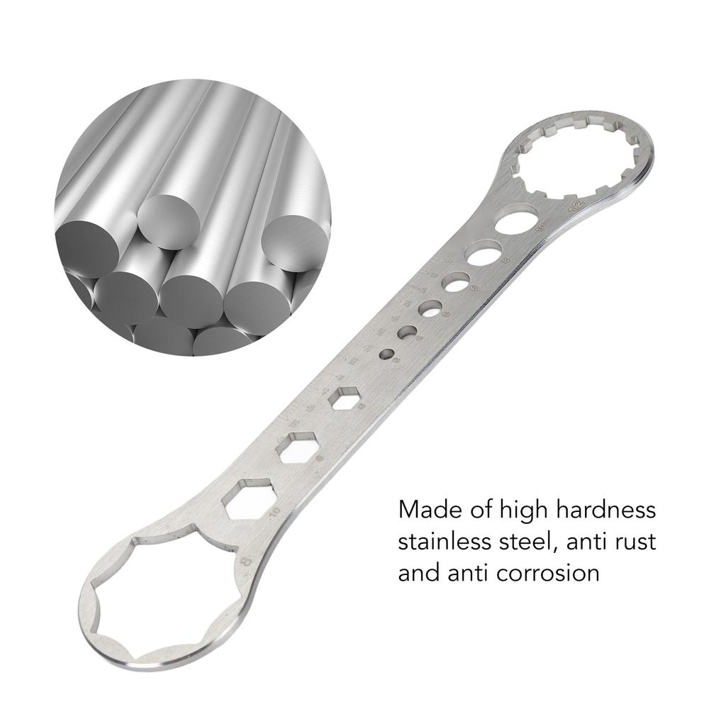 8T-12T Front Fork Wrench Anticorrosion Anti Slip  Removal Installation Wrench Stainless Steel Lightweight for Maintenance