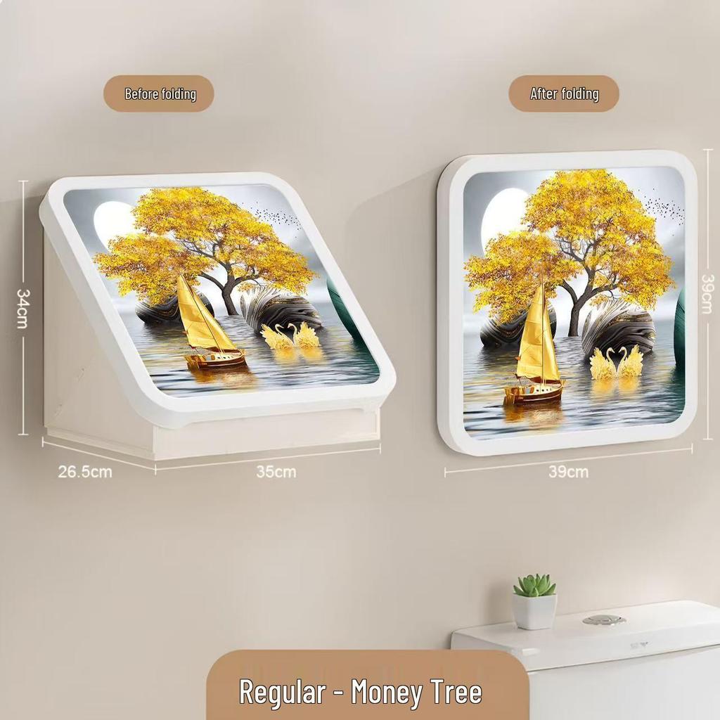 Wall-Mounted Bathroom Storage Box, No-Drill Installation