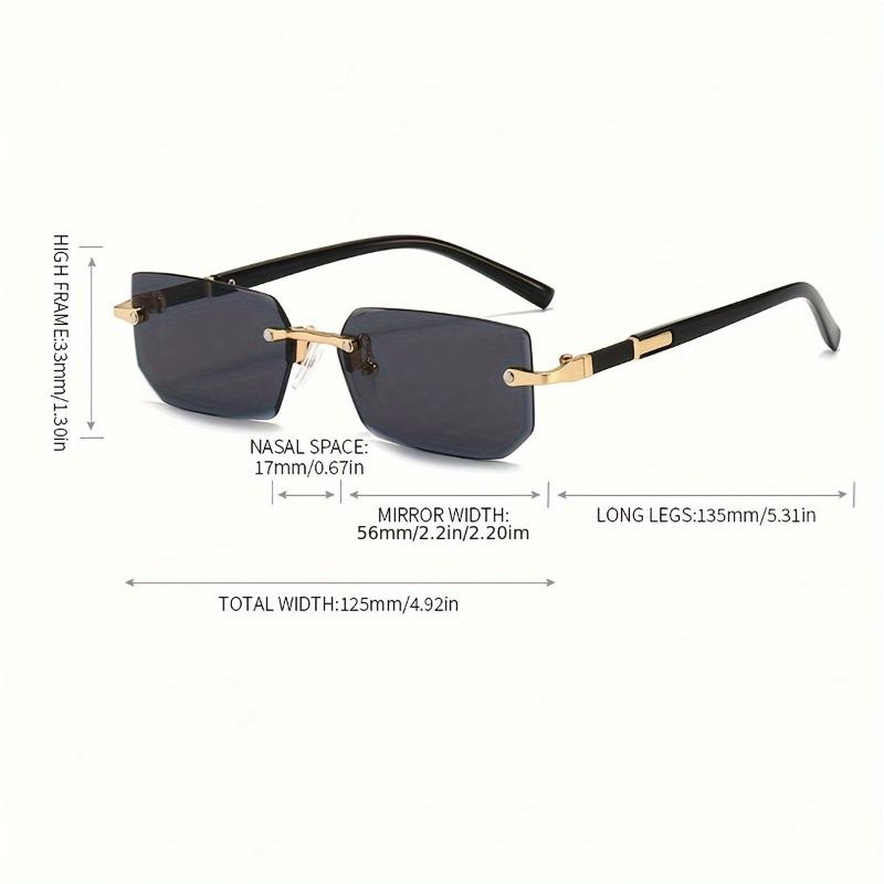 1 pair of retro-style square Men's glasses blue lenses frameless design perfect for summer style Vintage-inspired look