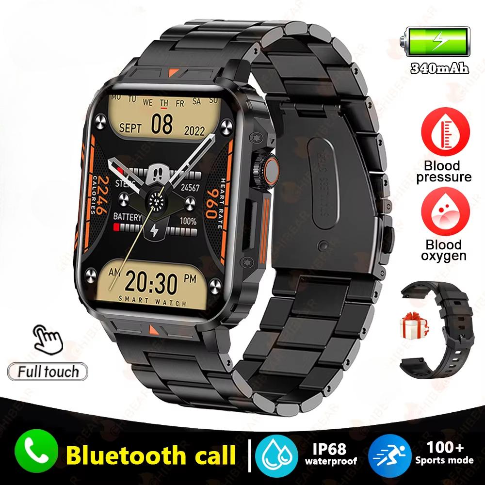 2025 New Military Men Smart Watch Health Monitor Bluetooth Call Smartwatch Fitness IP68 Waterproof Sports Watches for Women