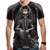Summer Round Neck 3D Gothic Skeleton King Graphic Print T-shirts Fashionable Casual Short Sleeved Men's T-shirts