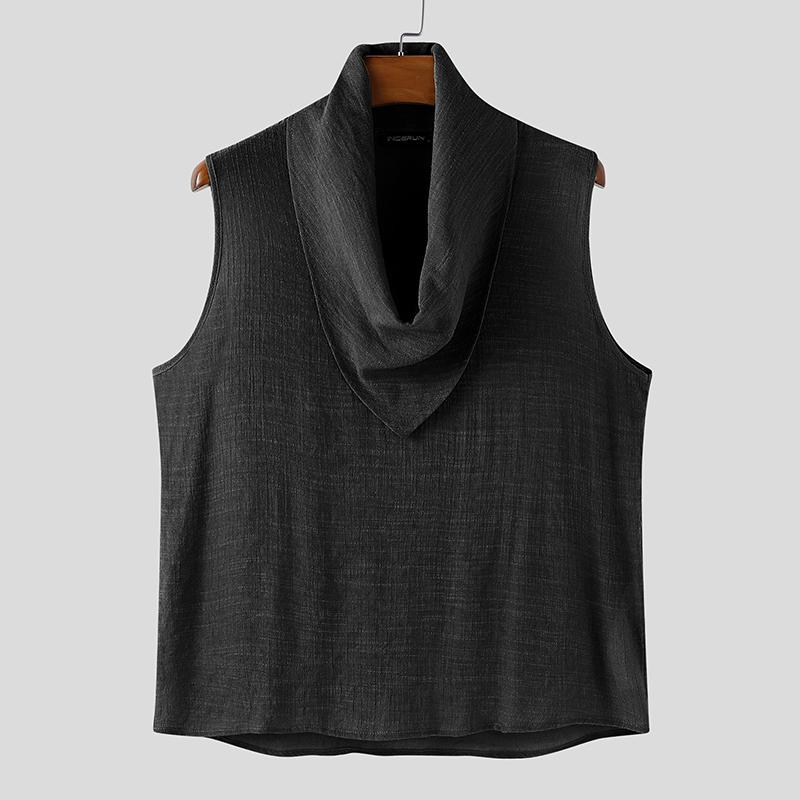 

INCERUN Men Swing Collar Sleeveless See Through Casual Sheer Tank Tops 4XL