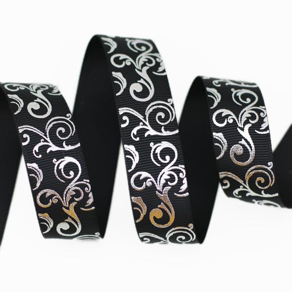 (10 yards/lot) 25mm White Silver Hot stamping grosgrain ribbon gift wedding ribbons