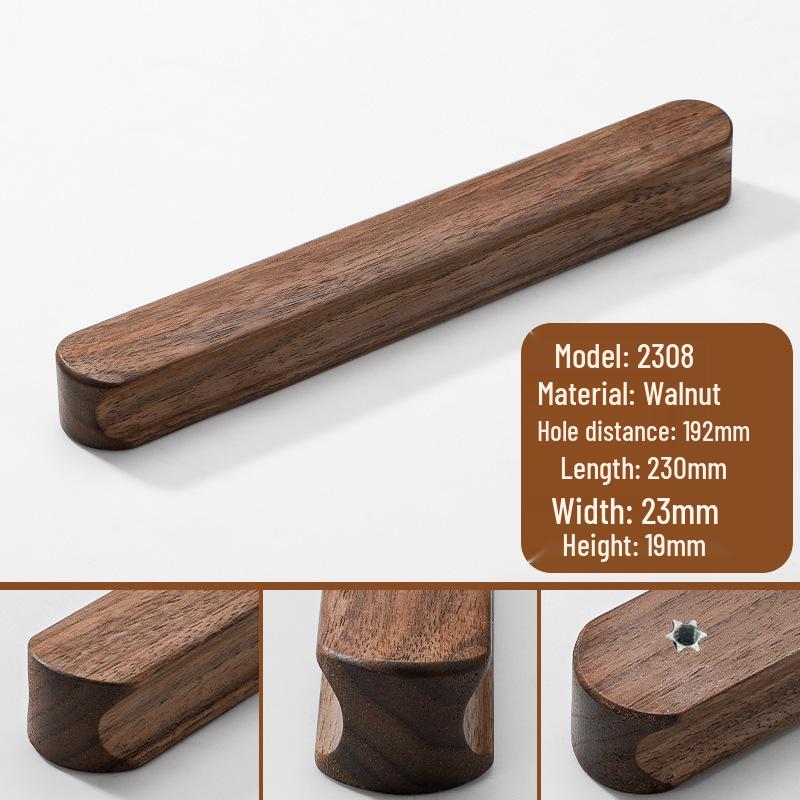 Japanese Minimalist Walnut Handle Solid Wood Cabinet and Wardrobe Drawer Handle