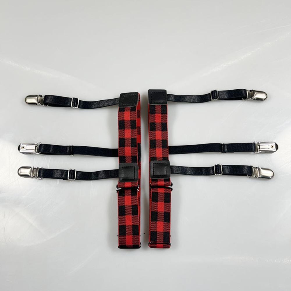 1 Pair Elastic Shirt Holder Stays Three Clip Thigh Suspender Garter Socks Fastener Clip Men Women