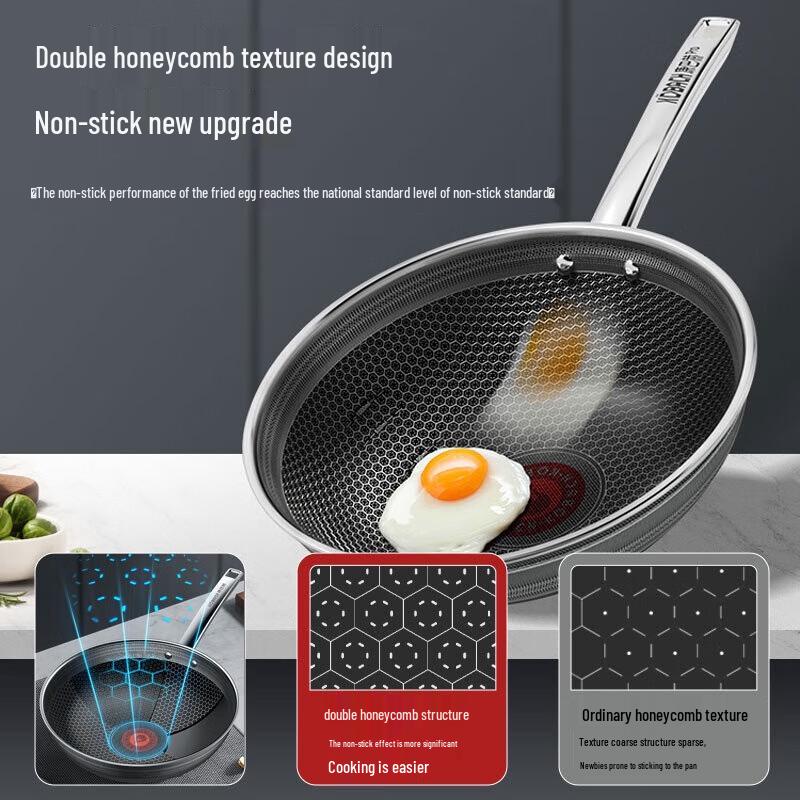 Kobach 30cm Non-stick Antibacterial 304 Stainless Steel Wok
