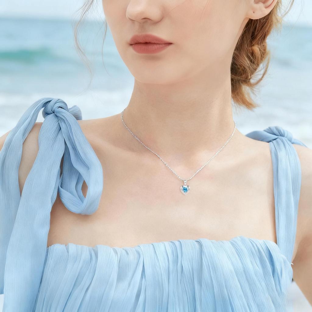 Ocean Eternal Heart Pendant Necklace for Women - Simple, Fashionable, Versatile Clavicle Jewelry