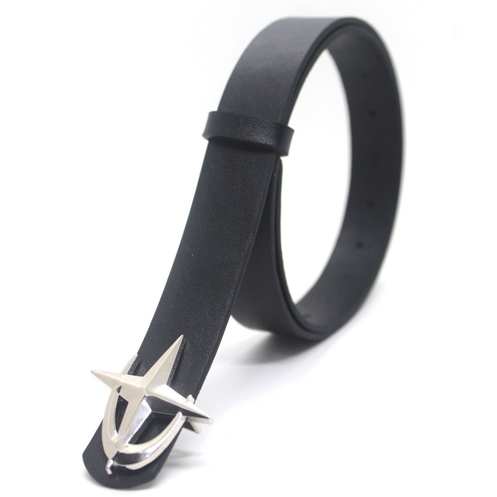 Punk Metal Cross Star Buckle Belts PU Leather Alloy Leather Belt Black Korean Style Waistband Decorative Jeans