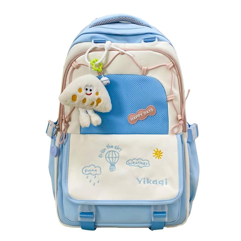 Schoolbag high value female high school student schoolbag macaron contrasting colors cute versatile backpack large capacity college style backpack
