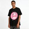 Cute Melted Pink Bear Print T-Shirt Casual No Rag Theme Loose Crewneck Top For Daily Wear Pure Cotton T-shirt