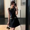 schwarzes Strickkleid