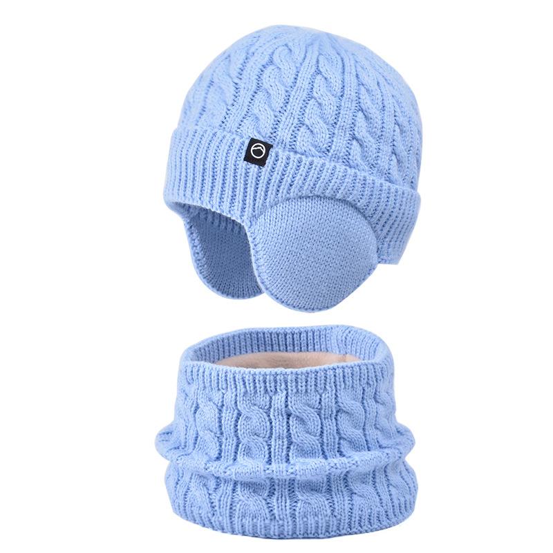 Winter Plush Thick Children's Hat, Scarf Gloves, Three Piece Set, Men's and Women's Outdoor Windproof Ear Protection, Warm Knitted Hat