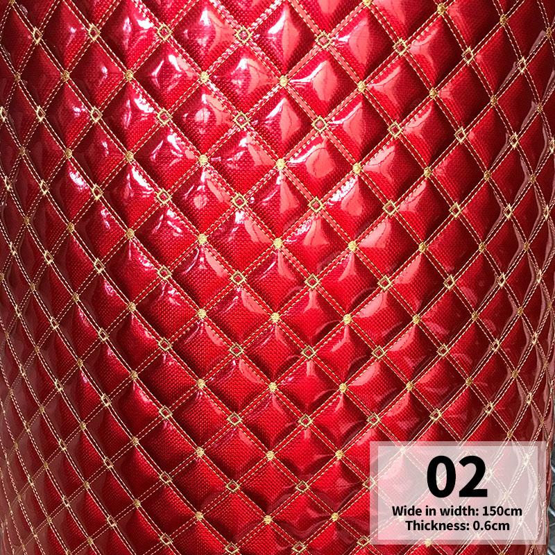 Embroidered Thick Sponge Artificial PU Leather Fabric For Upholstery Furniture Car Floor Background Door Decor Faux Leather
