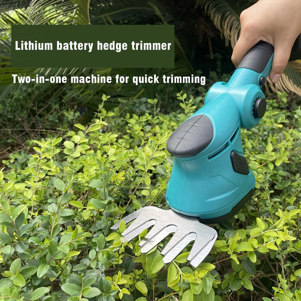 Cordless Electric 2-in-1 Hedge Trimmer Shrub Pruner Mower Handheld Garden Weeding Tool Compatible with Makita 18V Battery