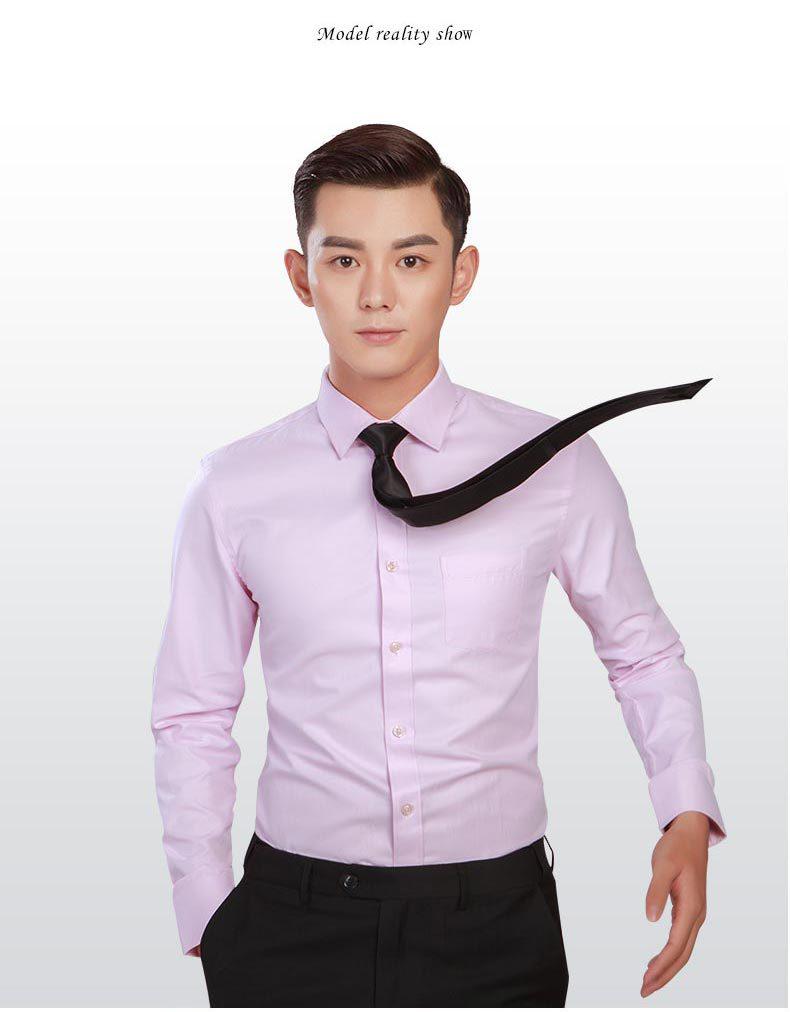 Męska koszula z długim rękawem Golden Shield w białe paski, o luźnym kroju, biznesowa, formalna, zapinana na guziki