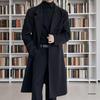 Męski casualowy wełniany płaszcz trencz w stylu koreańskim - zimowa kurtka średniej długości za kolano