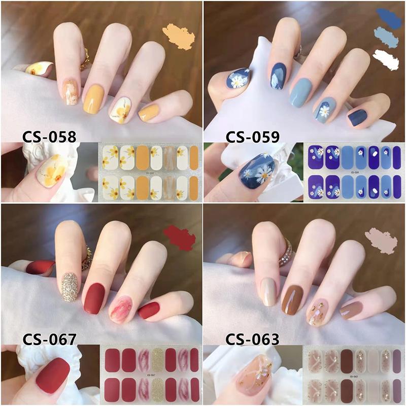14 Nails Simple Waterproof Nail Wraps Full Cover Nail Stickers Firm And Not Easy To Fall Off Multi Color Nail Art For Women'S D