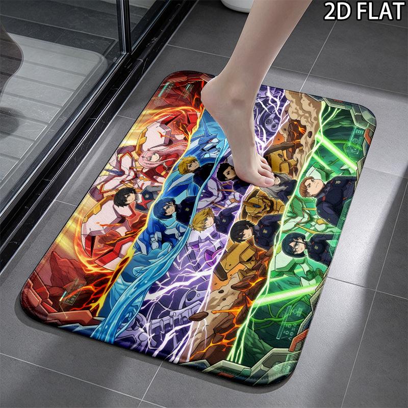 Franxx Collage 3Pcs Flannel Toilet Mat Set Bathroom Rug Bath Carpet Non Slip Home Decor Toilet 3 Pcs Bathroom Textile Set