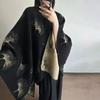 Ginkgo Leaf Shawl Autumn and Winter Warm Scarf Dark Slit Cloak Travel Ethnic Style Thickened Cloak for Women