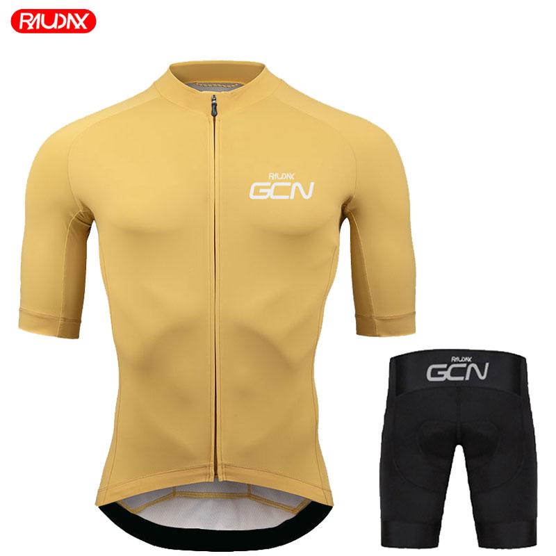 Raudax GCN Team Cycling Jersey Set Summer Short Sleeves Cycling Clothing Maillot Ropa Ciclismo Outdoor Riding Bike Uniform
