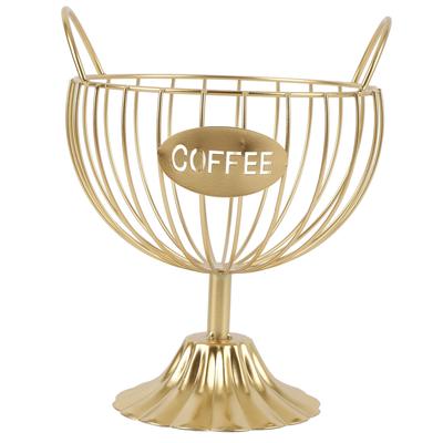 Coffee Pod Holder Iron Coffee Capsule Basket Bar Counter Organizer for Kitchen Office Desktop Gold