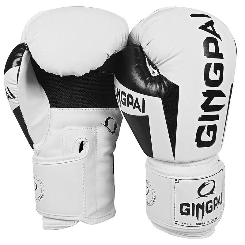 Adult Boxing Gloves Muay Thai Kickboxing Training Punching Bag Workout PU Leather 10oz White Black Pink Orange