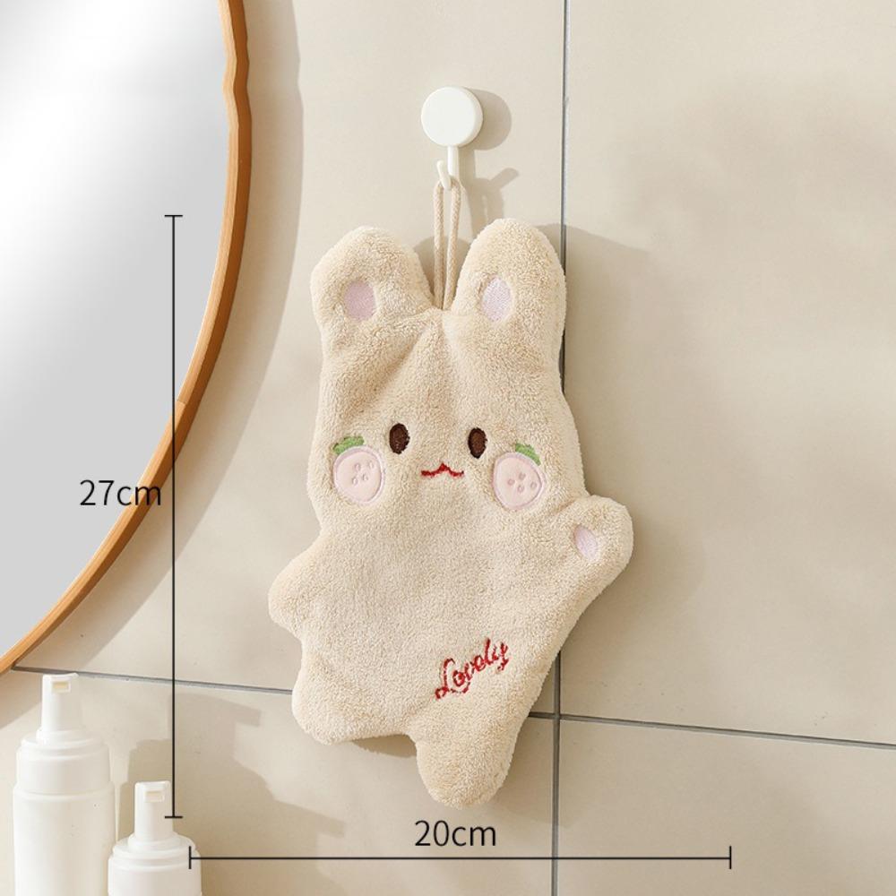 Cute Velvet Hand Towel Double Layer Kawaii Coral Velvet Towel Cartoon Thick Cloth Hanging Towel Home Decor