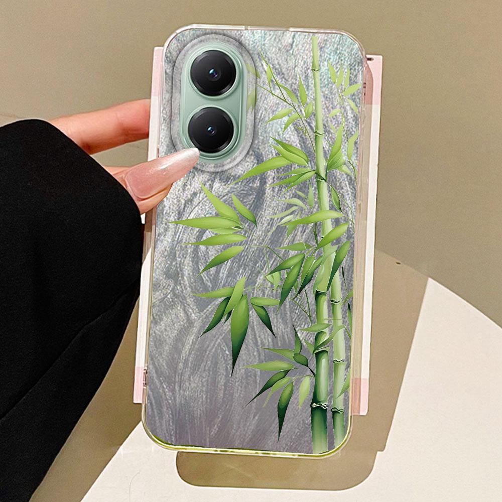 

Зеленый бамбуковый цветочный камлетный текстурный чехол для телефона для Xiaomi Poco X5 X7 M6 Pro X6 X3 NFC C75 C71 C65 C61 Силиконовая задняя крышка poco X3 NFC белый