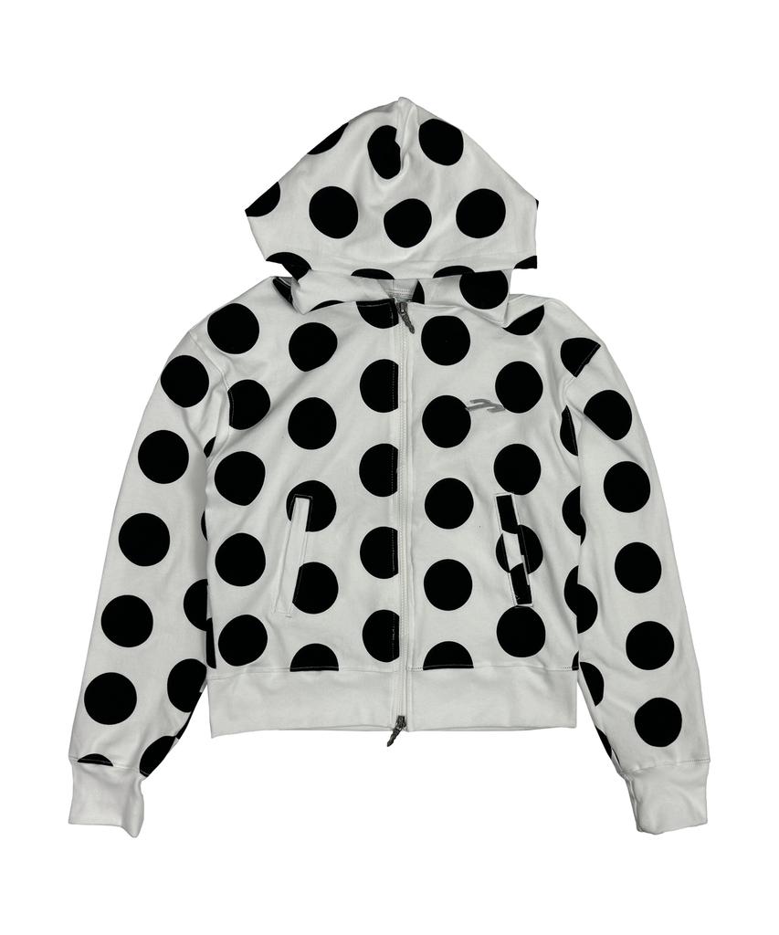 Tansanmagnesium Punktmuster Reißverschluss Hoodie (Weiß schwarz)