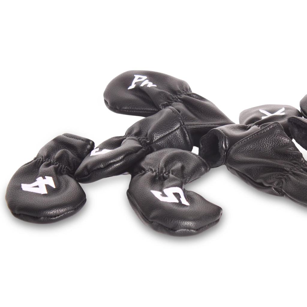 Andux 10pcsset PU Golf Iron Club Head Cover with Numbers On Both Sides Black MTPU02