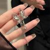 S925 Silver Tassel Butterfly Asymmetrical Earrings - Fresh & Elegant Design for Women