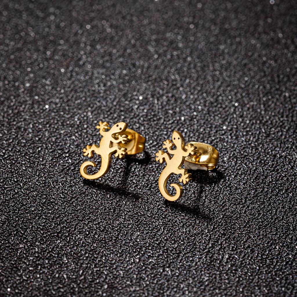 Stainless Steel Lizard Stud Earrings for Women – Simple, Exaggerated Animal Ear Accessories