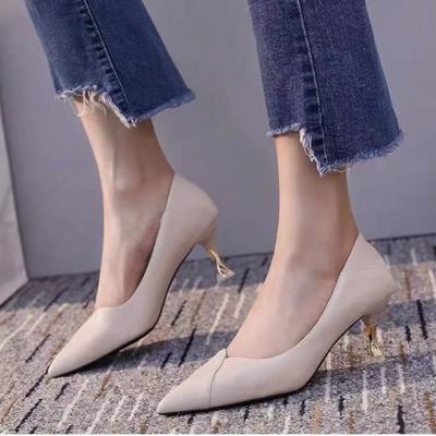Pompe da donna primavera autunno a punta in morbida pelle tacco gattino scarpe singole professionali per donna Zapatos De Tacon Mujer Elegantes