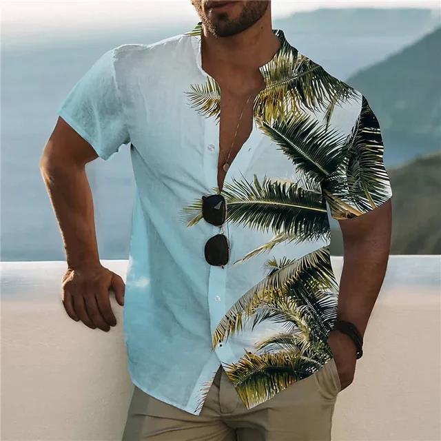 Camicia Comoda da Uomo Albero di Cocco Stampa 3D Hawaiana Spiaggia S-6XLl Manica Corta Top alla Moda Casual