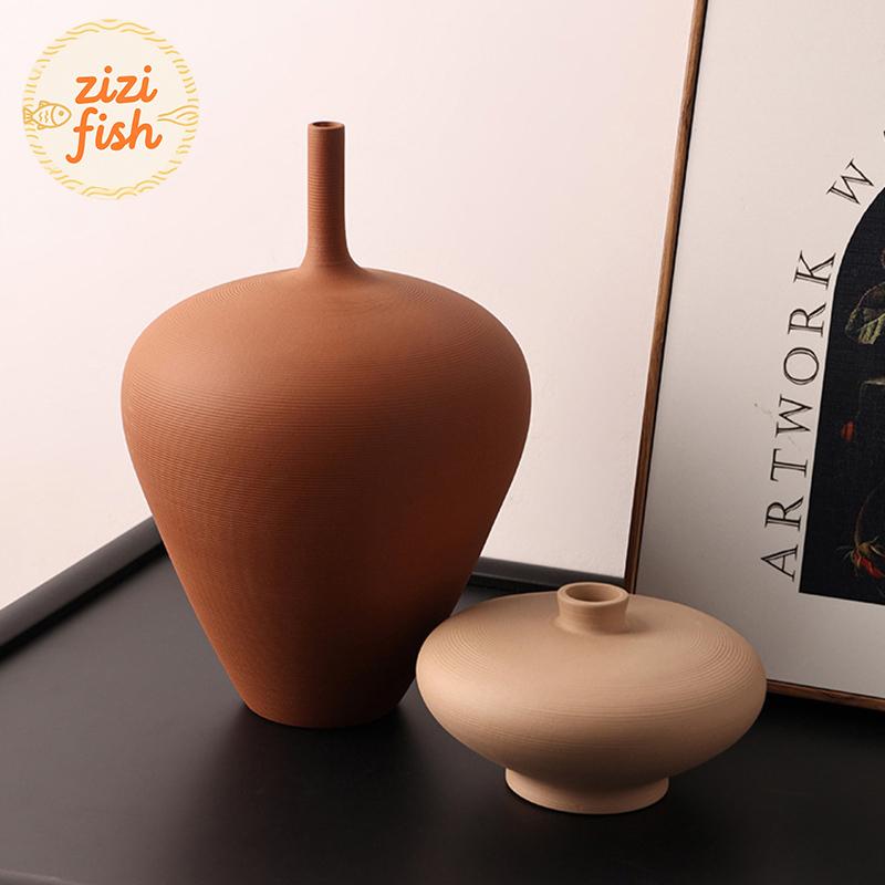 Creative Brushed Frosted Ceramic Vase Minimalist Plant Pots Table Decoration Flowers Arrangement Vases Room Aesthetic Decor