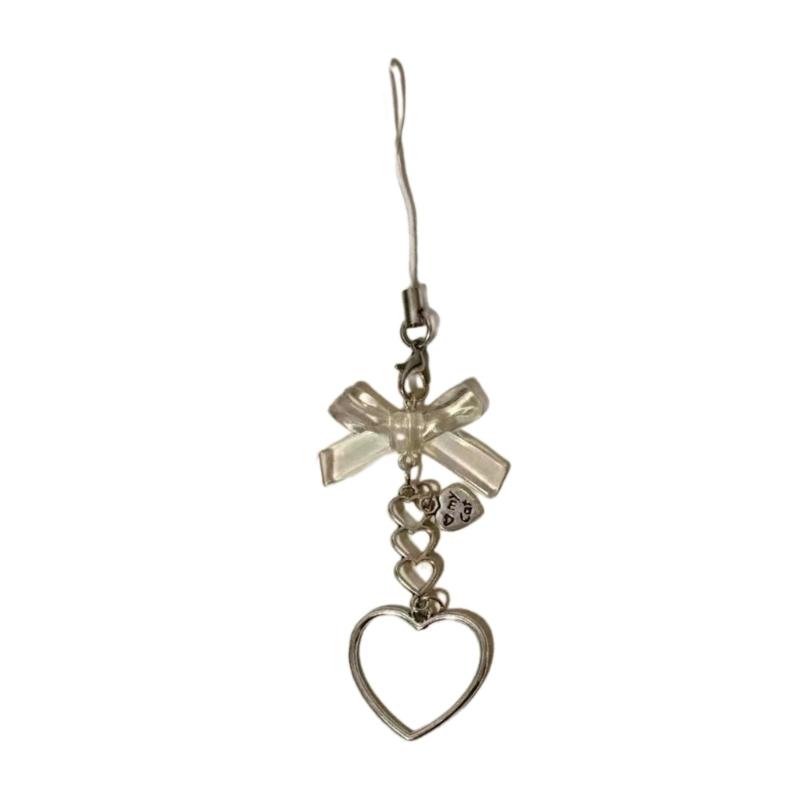 Fashionable Heart Pendant Phone Charm Unique Heart Keychain Vibrant Beaded Pendant for Cellphone Camera Accessory