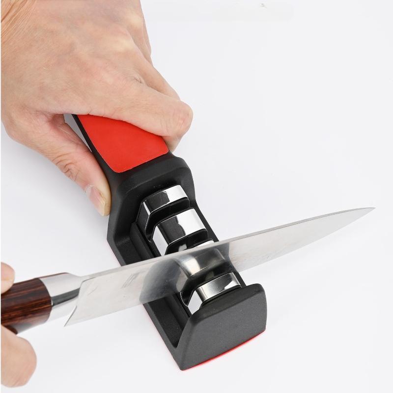 Afilador de cuchillos manual de cocina extraíble, piedra de afilar de bolsillo para tijeras, portátil, de acero, accesorios de afilado.