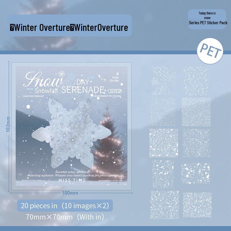 Shí Guāng Snow Series PET Stickers: Winter Snowflake & Scene Decorations for Journaling & Collage, 6 Styles