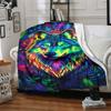 1pc Wolf, Neon Art Blanket Lightweight Blanket Throw Blanket For Sofa, Bed, Travel, Camping, Livingroom, Office, Couch, Chair yy251010031