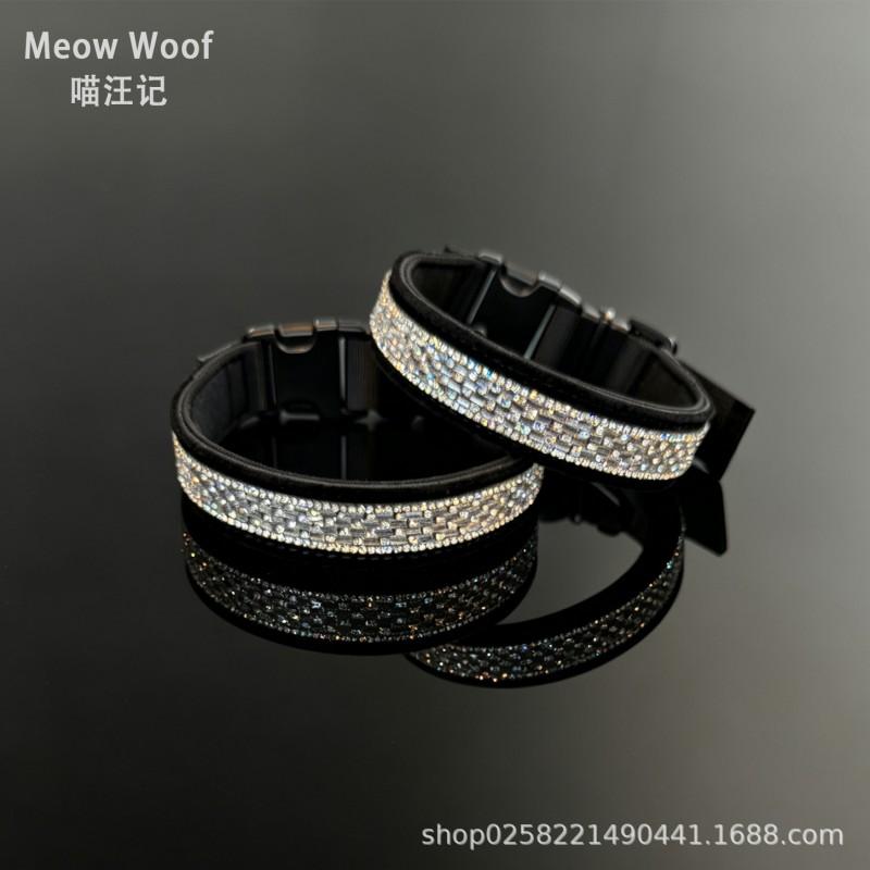 Luxury Velvet Dog Collar With Shiny Rhinestones Small Medium Large Dogs Schnauzer Whippet Dachshund Chihuahua
