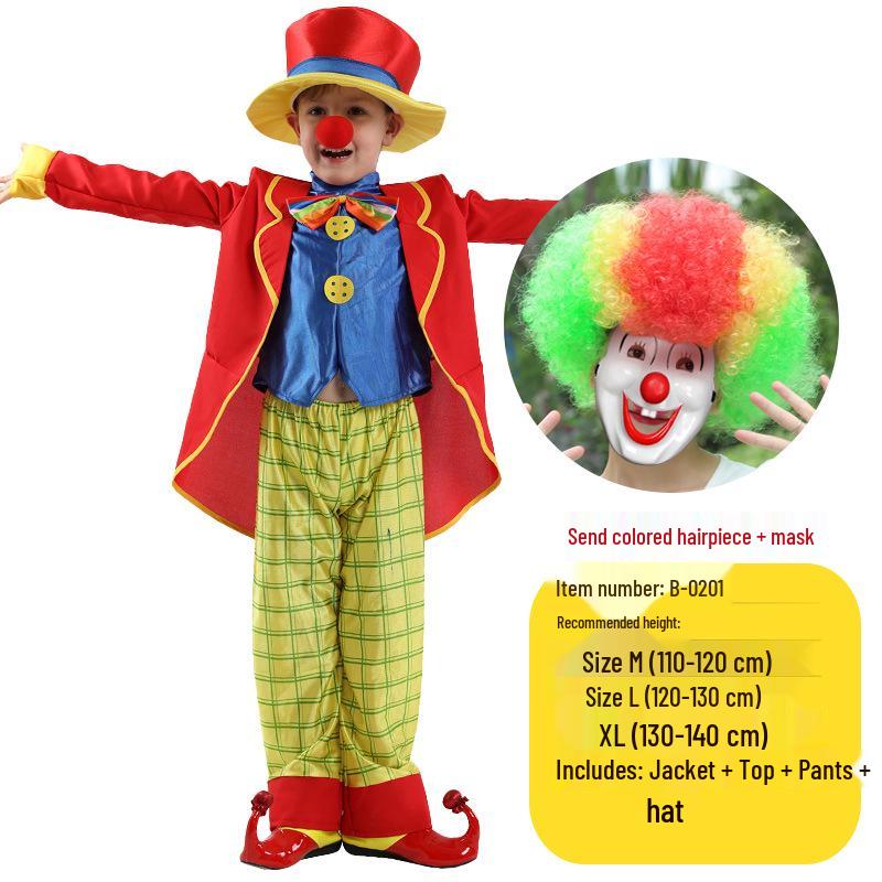 Kids' Clown & Magician Costume Set for Boys & Girls - Perfect for Masquerades, National Day, Christmas & New Year Performances.