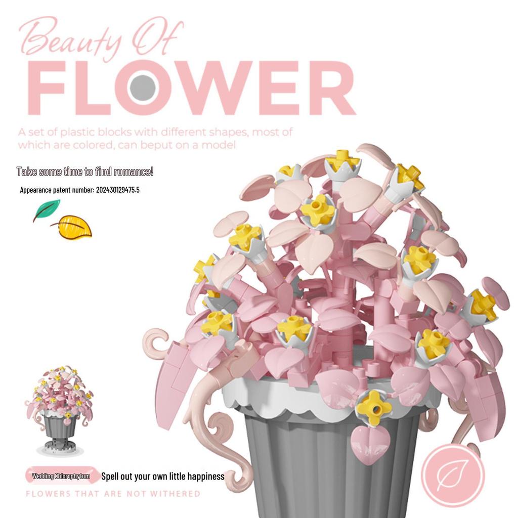 Bionic Eternal Flower Building Blocks: Sunflower and Rose Assembly Toy for Children