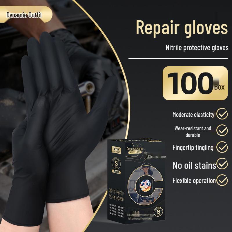 Occupational Safety Tear-Resistant Nitrile Gloves - Waterproof, Oil-Proof for Repairs, Household, and Beauty Cleaning Medium