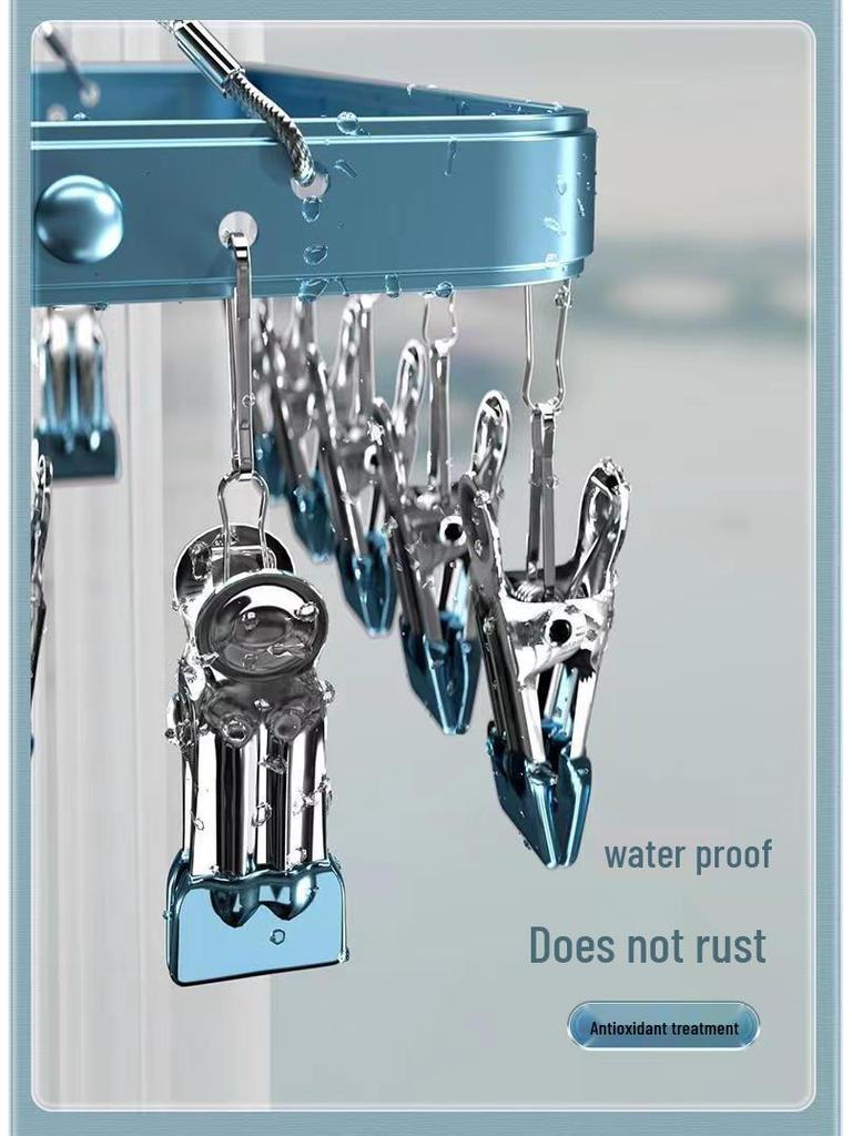 Aluminum Alloy Multi-Clip Drying Rack for Socks and Underwear