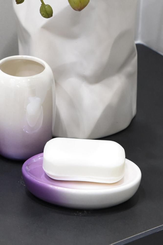 AWD INTERIOR Prem 1382 soap dish white purple ceramic
