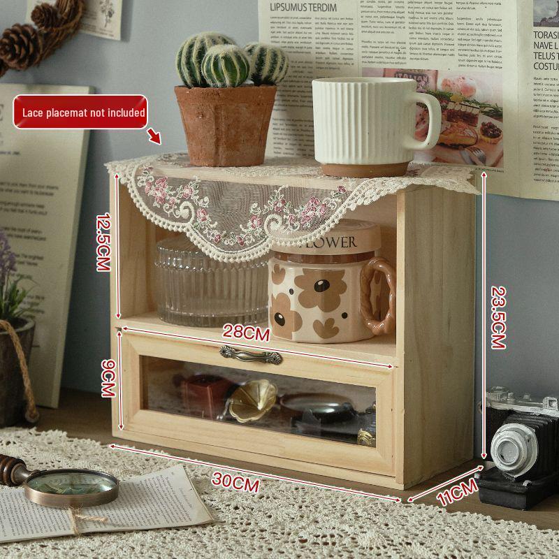 Solid Wood Multi-Layer Desktop Organizer: Office Desk & Cosmetics Storage Rack for Clutter-Free Spaces
