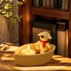 Ceramic Dog Figurine Candle Holder Boat Shape Decorative Ornament for Bedroom Nightstand Ambient Lighting Table Accent